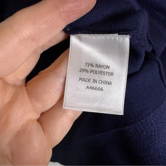 Appleseed's navy blue boyfriend cardigan sweater sz L v neck gold buttons - Picture 5 of 7